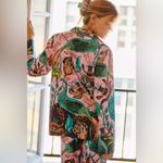 Anthropologie Raphael Balme Peacock Flannel Sleep Pants & Shirt Top XS S Pink Photo 4