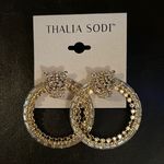 Thalia Sodi New  Panther Gold & Crystal Hoops w Baguettes & Disks Photo 0