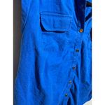 INC Royal Blue Linen Blend Button Up Top Womens 2X Blouse Flap Pockets Business‎ Photo 5