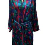 Cacique Lingerie Multicolor Abstract 3/4 Sleeve Short Robe M Photo 0