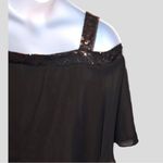 Established 1962 black evening dress with sheer cold shoulder design. Sparkle Black Size undefined Photo 7