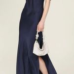 Fame and Partners  Francois Gown navy blue silky cocktail dress Size 14 Photo 0