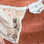 Pink Owl  burnt orange split hem tunic sweater size small Photo 4