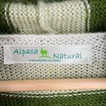 Alpaca Natural Sweater Green Striped Fringe Hood Front Pocket Small Photo 3