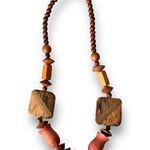 Vintage Necklace Wood Geometric Shapes Brown Abstract Art To Wear Lightweight Photo 8