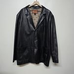 Bullock & Jones Mens Buttery Soft 100% Genuine Black Leather Sports Jacket XXL Photo 1