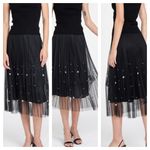 Anthropologie Eva Franco Black Pearl Pleated Midi Skirt Photo 1