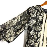 R & M Richards VTG 14 Plus Floral Sheer 3/4 Sleeve Top Open Embroidered Grandma Photo 1