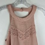 ASTR NWOT  High Neck Crochet Lace Tank Top Blouse Size Medium Lined Pink Boho Photo 2