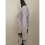 Striped Long Sleeve Top, Grey Lavender Knit Crew Neck T Photo 1