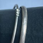 Women’s vintage‎ dainty set of 2 silver tone crystal bangle bracelets one size Photo 1