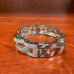 Sparkling Silver Tone Chain Link Rhinestone Bangle Bracelet Women Glamorous Photo 2