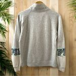 PINK - Victoria's Secret VICTORIA’S SECRET PINK Quarter Zip Pullover Sweater Grey Tropical Design - XS Photo 6