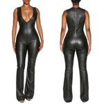 Naked Wardrobe  Faux Leather Sleeveless Jumpsuit Sz M Photo 1
