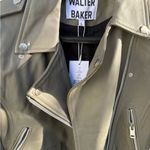 Walter Baker  Liz Crop Moto Leather Jacket L Army Green‎ Large Photo 1