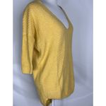 EXPRESS Yellow 3/4 Sleeve Loose Fitting V-Neck Herringbone Round Hem Sweater XS Photo 3