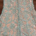 La Femme Gigi by Sleeveless Mock 2 Piece All Over Lace Dress Sheer Midriff Aqua Mint Blue 00 Photo 13