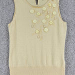 Banana Republic  Sweater Vest Womens S Yellow Wool Angora Blend Flower Detail‎ Photo 0