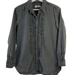 Anthropologie  Pilcro Size XS Juni Ruffled Denim Button Down Shirt Chambray Black Photo 0