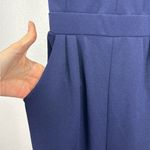 Love, Nickie Lew Small Navy Blue Lace Back Jumpsuit Romper Pockets Zip Up Photo 6