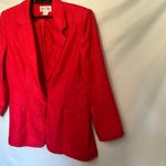 Vtg 90s Hillary Charles 100% Silk Womens Blazer 14 Corpcore Red One Button USA Photo 3