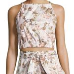 Rebecca Taylor Floral High Neck Crossback Strap Crop Tank Top Blue Women's XS Photo 0