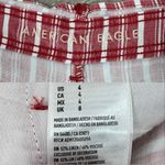 American Eagle Striped High Waist Paperbag Linen Blend Shorts Red White 4 Photo 12