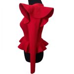 EXPRESS Red exaggerated ruffle long sleeve peplum sweater avant garde Photo 2