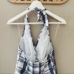 American Eagle  Plaid Print Romper Blue Sz Small Photo 4