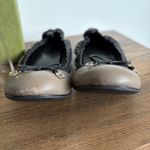 Gucci Ballerina GG Bow 7.5 Black Tan Leather Flats 37.5 Women's Ballet Box Shoes Photo 3