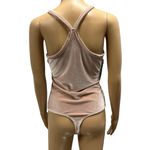 Madewell  Velvet Racerback Rose Tan Bodysuit Scoop Neck Thong Top Womens Medium Photo 2