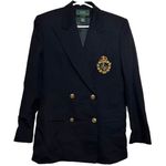 Vintage Lauren Ralph Lauren Worsted Wool Longline Blazer Coat Signature Crest 6 Black Photo 0