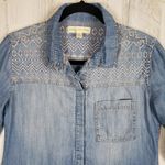 Urban Outfitters Staring At Stars  Chambray Denim Embroidered Top Women's Small Photo 1
