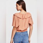 Free People  Orange Ruffle Collared Crop Top - Size Small Photo 1