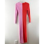STAUD Long Sleeve Ribbed Shoko Colorblock Midi Sweater Dress Pink Red Medium Photo 4