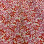 Loft  Cotton Shimmer Puff Sleeve Square Neck Top Blouse Pink White Gold Sz SMALL Photo 3