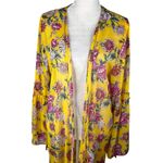 Band of Gypsies Floral Kaftan Coverup Swim Kimono Yellow Pink Large Tie Closure Photo 9