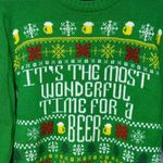 Unisex Ugly Christmas Sweater Beer Theme Medium Green Holiday Crew Neck Photo 9