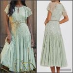 Mac Duggal  94128 Green Embellished Bow Flutter Sleeve A Line Midi Dress Photo 1