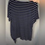 Matty M Navy Blue And White Stripe V Neck Side Knotted Pullover T Photo 4