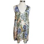 Tahari Shift Dress Size Medium Leaf Print Multicolor V Neck Tie Back Pockets Photo 0