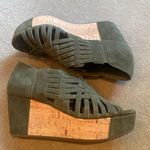 Chocolat Blu  Cork Wedge Platforms Sundance Free People 6.5 Olive Moss Green Photo 3