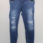 Liz Lange Maternity Ankle Skinny Distressed Dark Wash Jeans — Size Small Photo 3