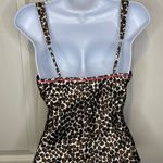 NWT Vintage Y2K Kathryn Leopard Camisole Top Tan Black Ivory Wet Pink Trim Small Multiple Photo 4