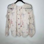 Saint Tropez West St. Tropez West Pink Floral Silk Blouse Ruffle Sleeve Sz Small Photo 5