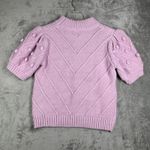 English Factory Lilac Pom Pom Puff Sleeve Sweater Women M Textured Popcorn Knit Photo 2