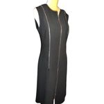 Sleeveless Zipper Detail Sheath Dress Size 10 Black Photo 7