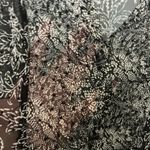 ECI  New York Silk Black and White Sheer Floral Blouse Size L Vintage Photo 3