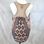 Eyelash Couture Buckle  earthy boho print racerback tank blouse size medium Photo 3