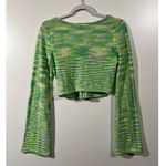 American Eagle AE Bell Sleeve Ring-Front Long Sleeve Sweater Size Small Green Knit Photo 3